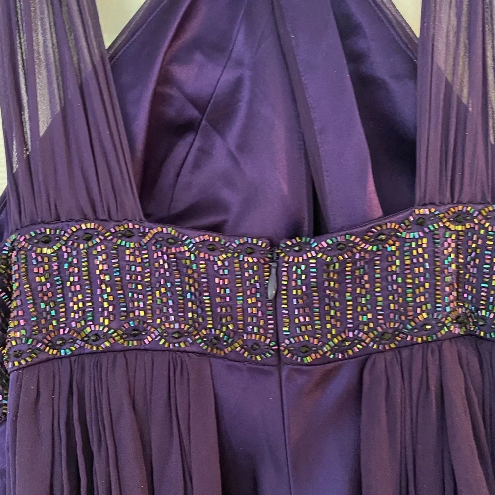 Marc Bouwer purple silk beaded gown - Picture 4 of 8